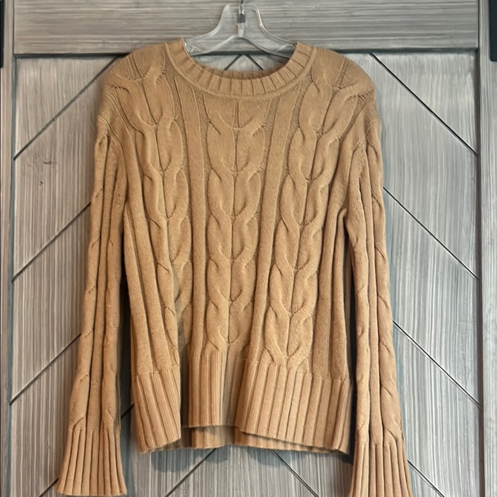 Banana Republic Tan Cable Knit Crew Neck Sweater